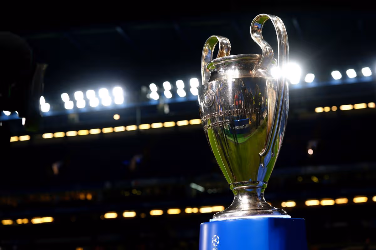 A general view of the UEFA Champions League trophy before the UEFA Champions League, league stage match at Stamford Bridge.