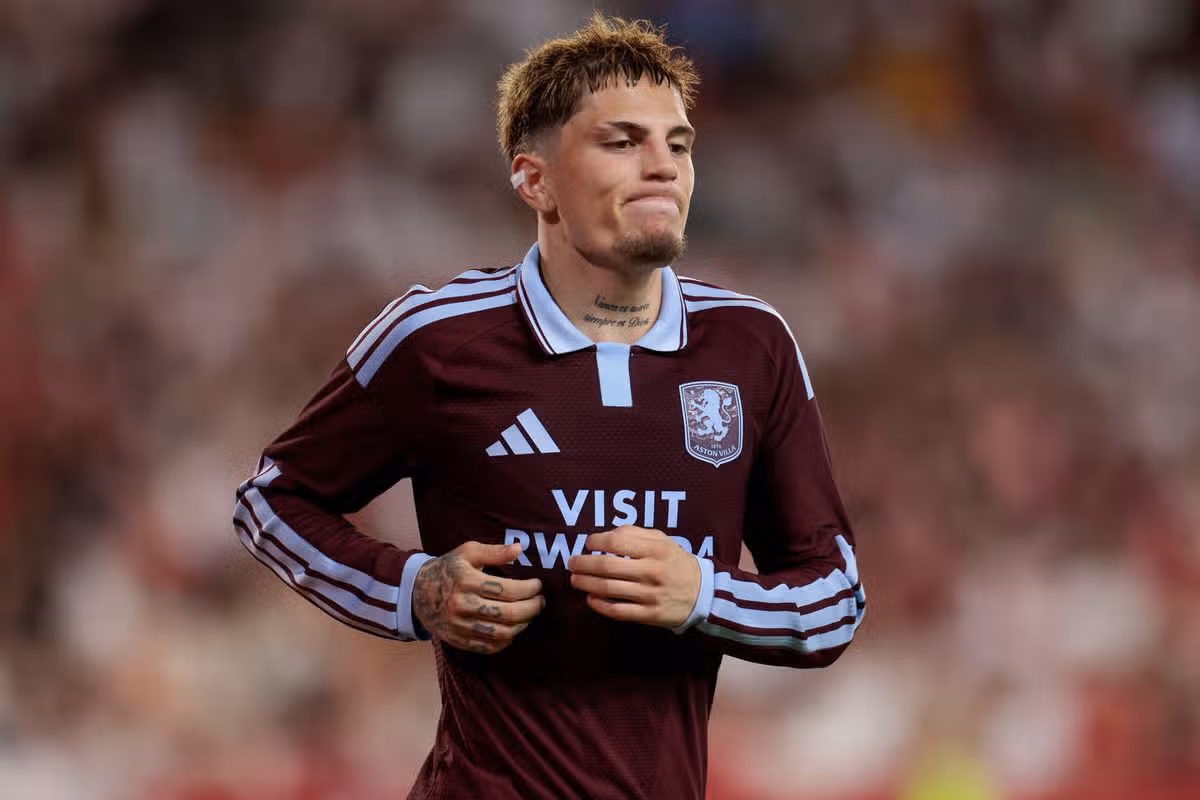 Alejandro Garnacho of Aston Villa takes part in the XV Antonio Puerta Trophy match between Sevilla FC and Aston Villa at Ramon Sanchez Pizjuan on October 2, 2026 in Seville, Spain.