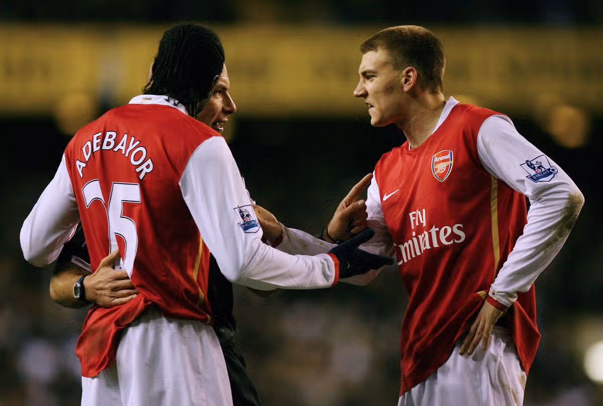Niklas Bendtner and Emmanuel Adebayor