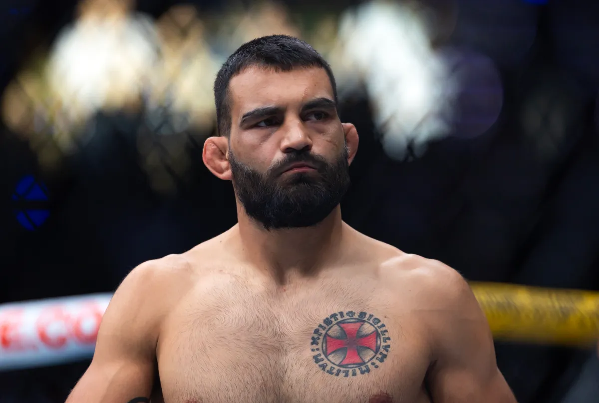 July 11, 2026; Las Vegas, Nevada, USA; Benoit Saint Denis during UFC 329 at T-Mobile Arena. Mandatory credit: Mark J. Rebilas-Imagn Images