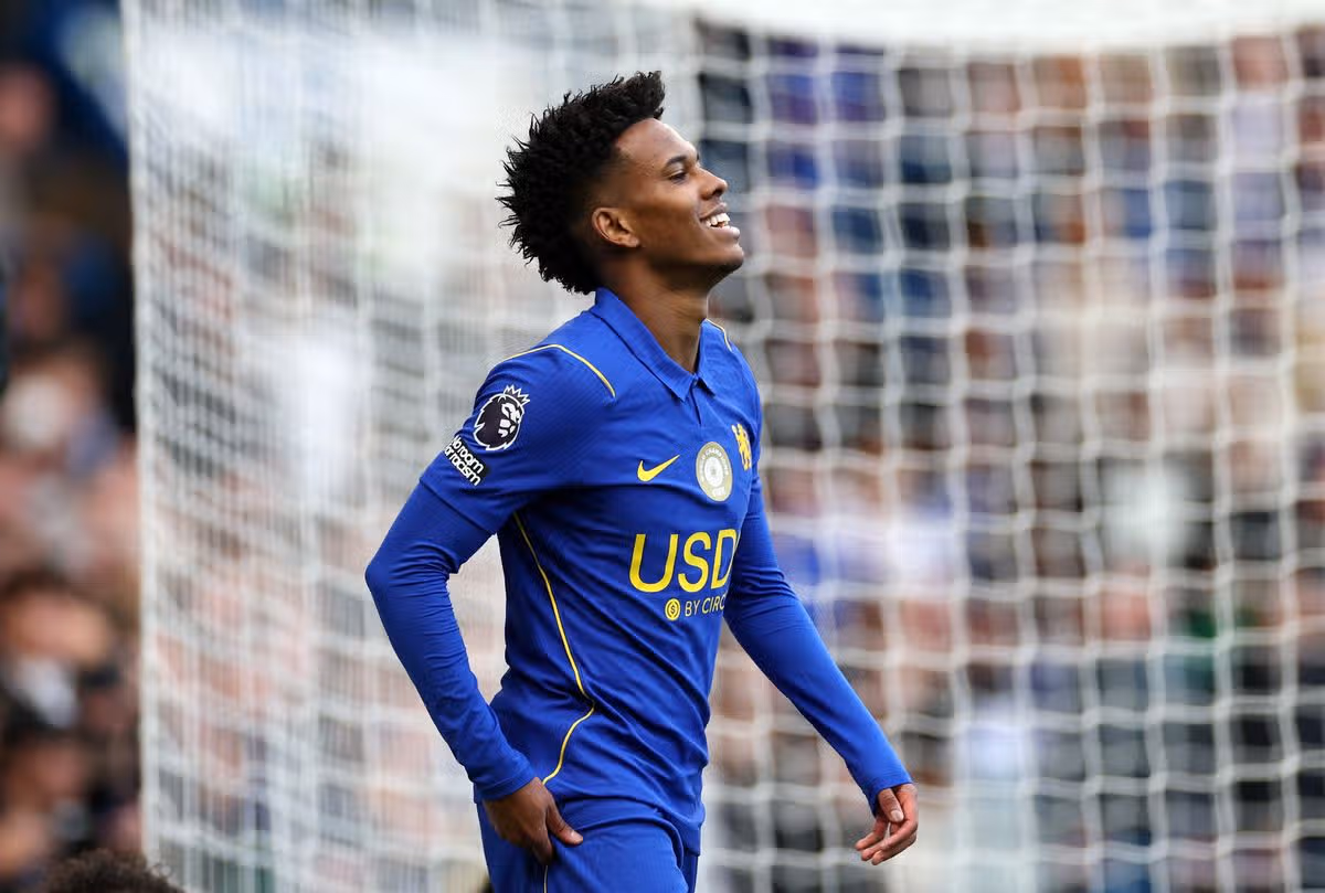 Estevao reacts during the Premier League 2026/27 match between Chelsea FC and AFC Bournemouth at Stamford Bridge. 