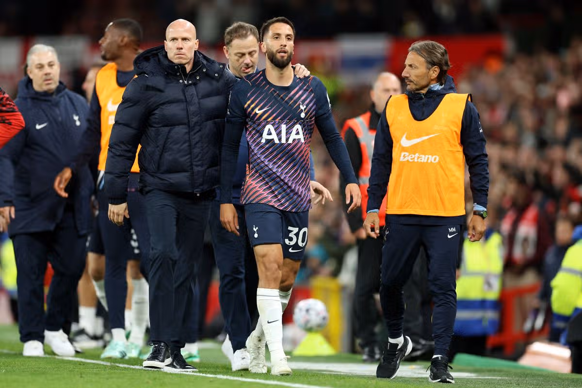 Red carded during the 2026/27 Premier League match between Manchester United and Tottenham Hotspur at Old Trafford on October 10, 2026 in Manchester, England. 