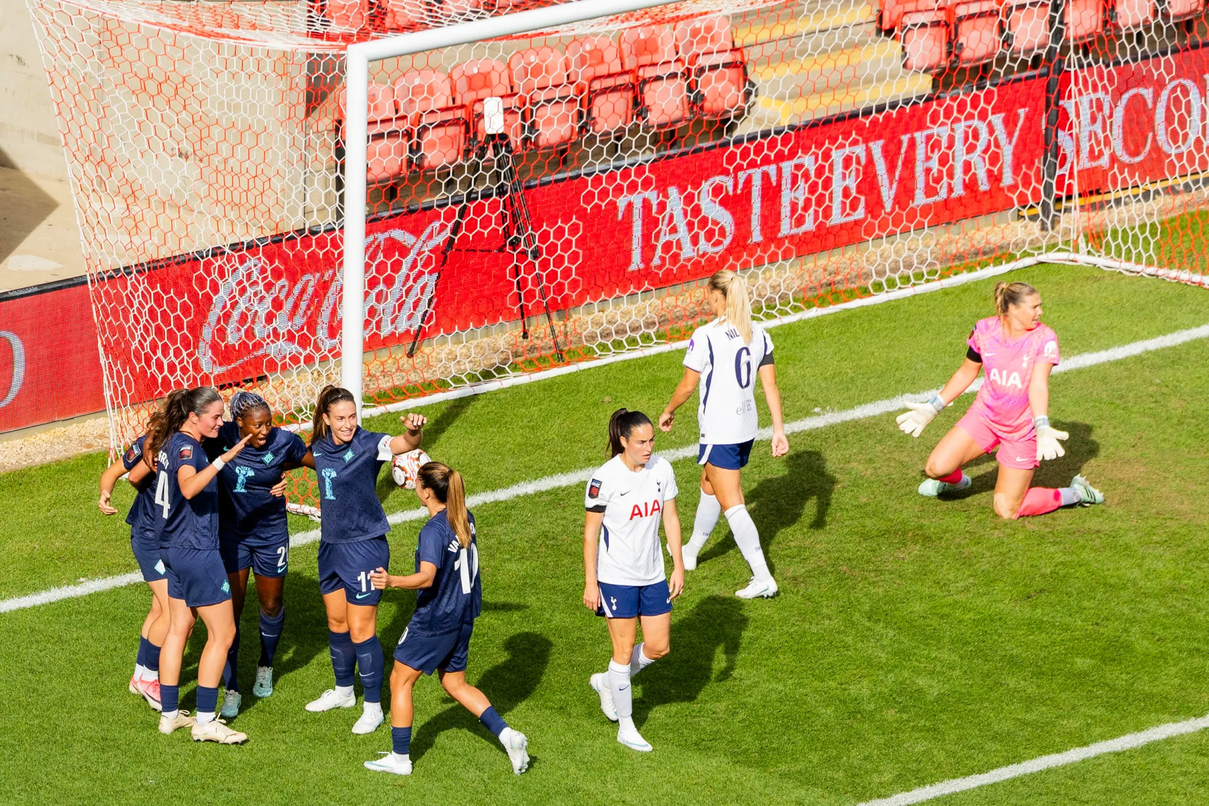 LONDON, ENGLAND - OCTOBER 4: Kadidiatou Diani of London City Lionesses celebrates scoring the sides' second goal during the Barclays Women's Super League 2026/27 match between Tottenham Hotspur and London City Lionesses at BetWright Stadium on October 4, 2026 in London, England. (Photo by Leila Coker - WSL/WSL Football via Getty Images)