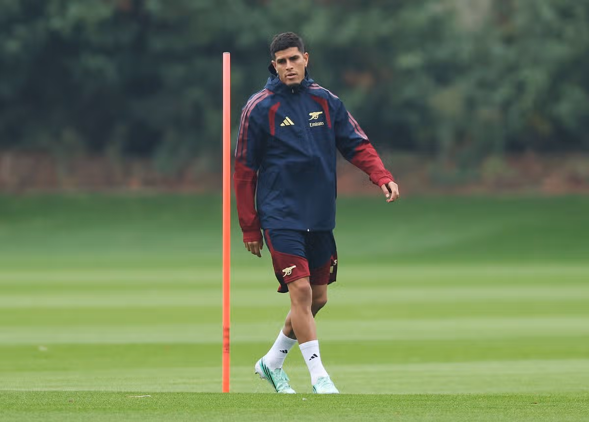 Piero Hincapie during training ahead of the UEFA Champions League 2026/27 League MD3 at the Football Arena Munich.