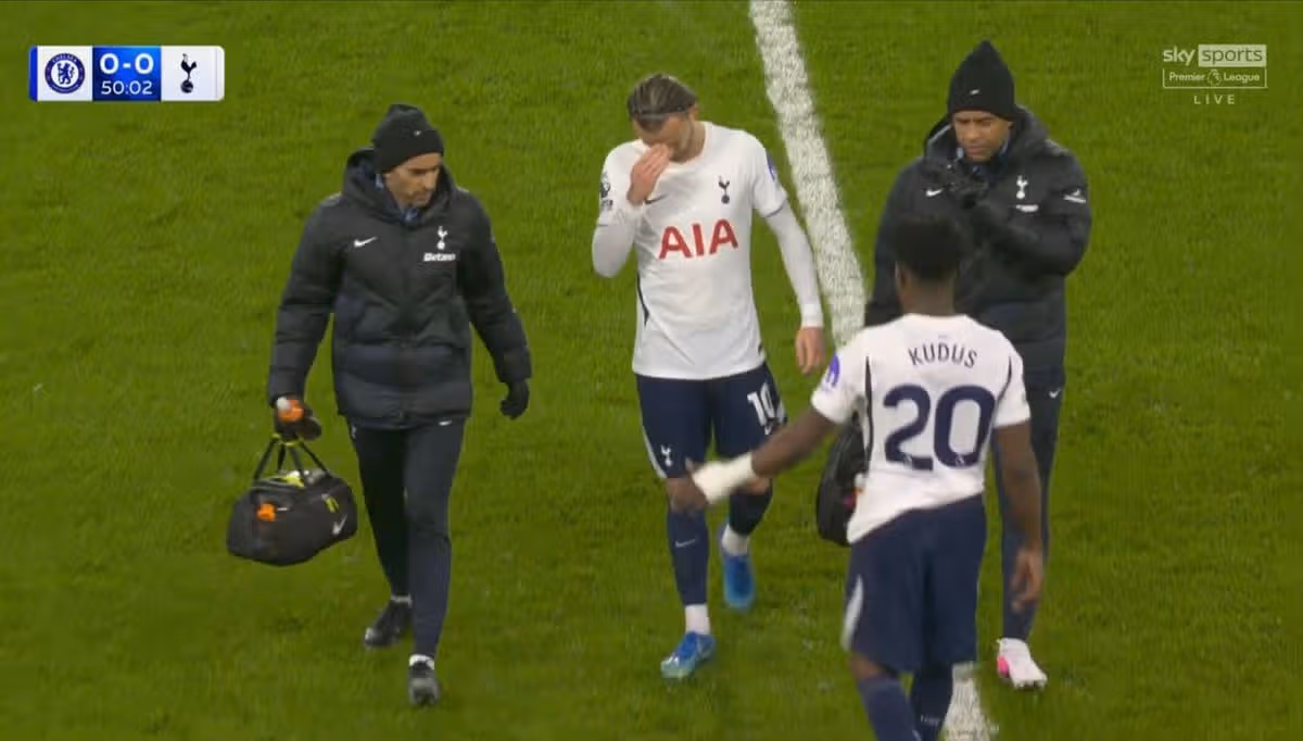 James Maddison leaves the field