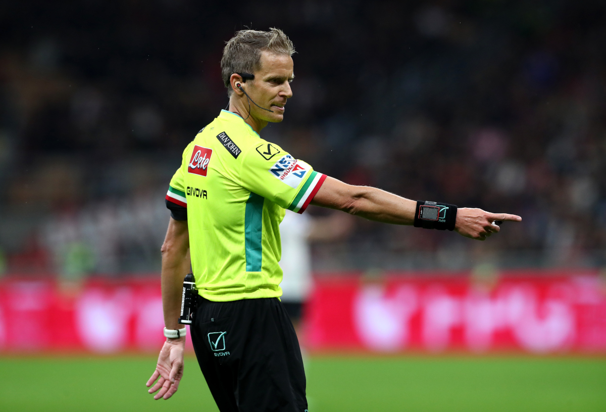 ITALY - OCTOBER 18: Daniele Chiffi reacts during the Serie A match between AC Milan and Atalanta BC at Stadio Giuseppe Meazza on October 18, 2026 in Italy. (Photo by Marco Luzzani/Getty Images)