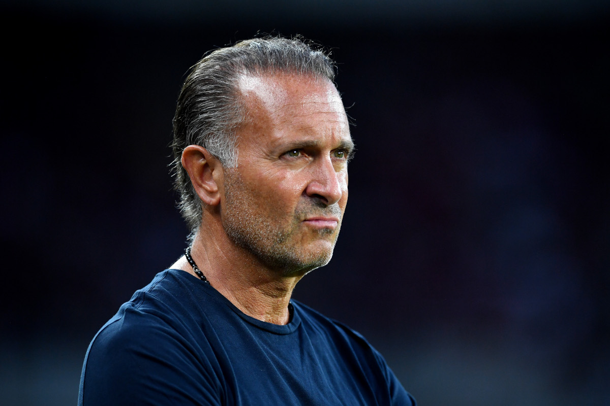 TURIN, ITALY - AUGUST 23: AC Milan president Gerry Cardinale looks on before the Serie A match between Torino FC and AC Milan at Stadio Olimpico Grande Torino on August 23, 2026 in Turin, Italy. (Photo by Valerio Pennicino/Getty Images)