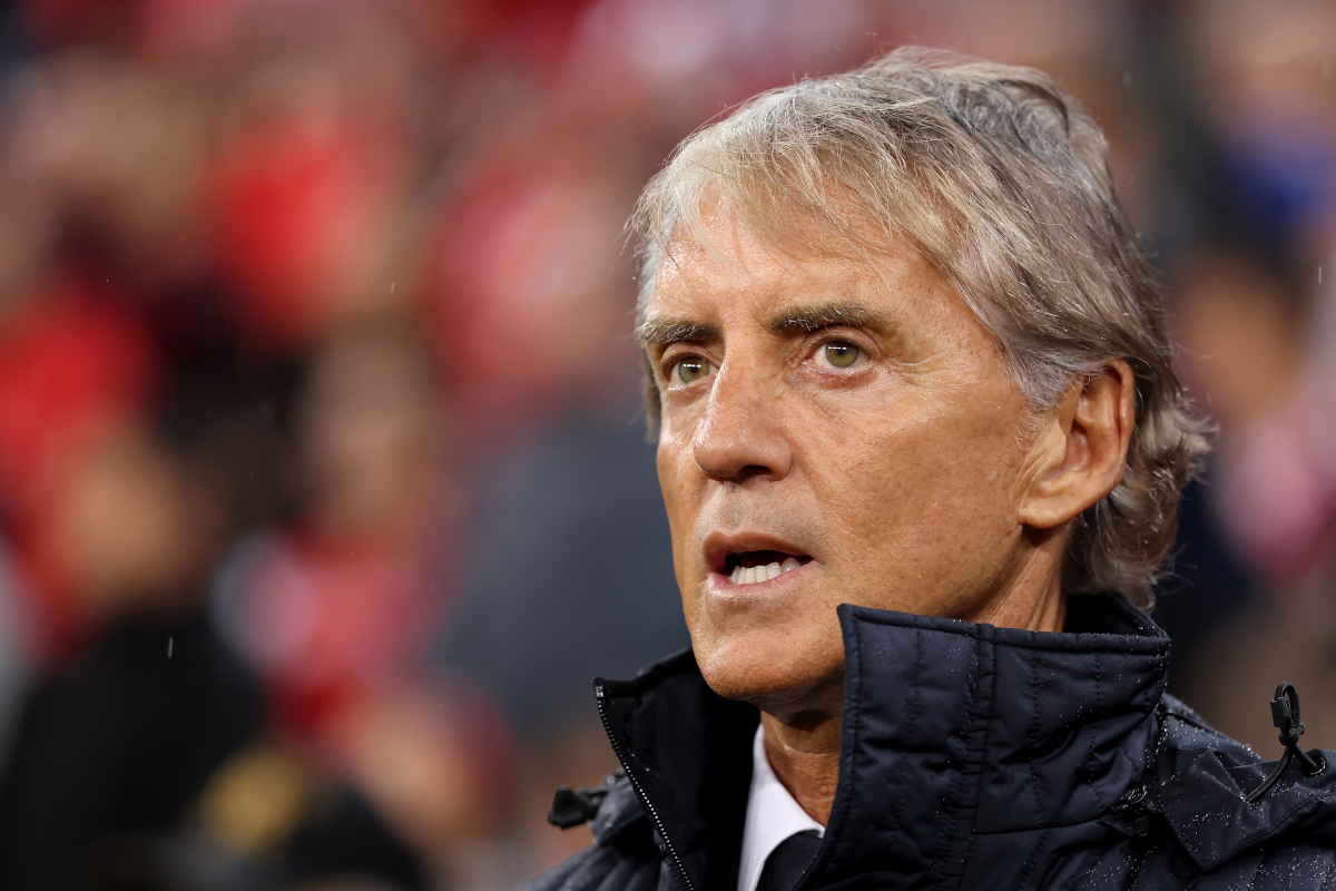 BURSA, TURKEY - SEPTEMBER 28: Roberto Mancini, Head Coach of Italy, looks on before the UEFA Nations League 2026/27 group phase match between Türkiye and Italy at Atatürk Spor Kompleksi Matli Stadyumu on September 28, 2026 in Bursa, Turkey. (Photo by Ahmad Mora/Getty Images)