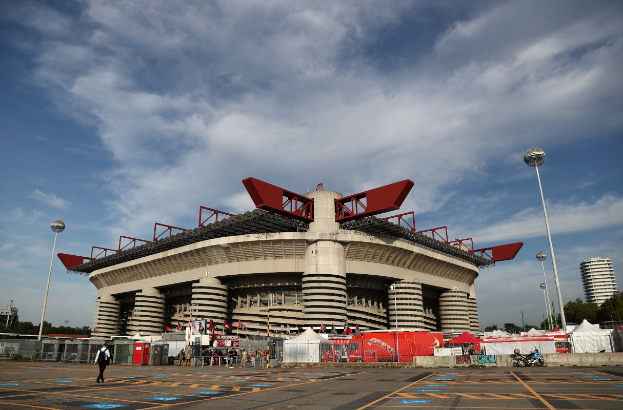 MILAN, ITALY - SEPTEMBER 20: General view outside the stadium before the Serie A match between AC Milan and Lecce USA at Stadio Giuseppe Meazza on September 20, 2026 in Milan, Italy. (Photo by Marco Luzzani/Getty Images)