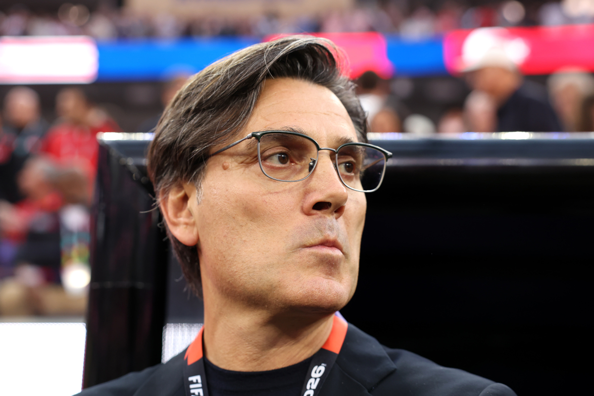 INGLEWOOD, CALIFORNIA - JUNE 25: Turkey head coach Vincenzo Montella looks on during the FIFA World Cup 2026 Group D match between Turkey and USA at Los Angeles Stadium on June 25, 2026 in Inglewood, California. (Photo by Alex Grimm/Getty Images)