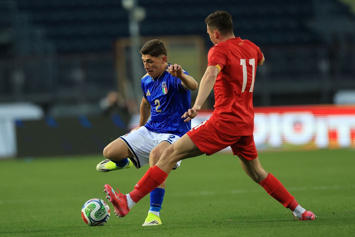 EMPOLI, ITALY - MARCH 26: Costantino Favasuli of Italy U21 in action during the EURO U21 qualifier between Italy U21 and North Macedonia U21 at Stadio Carlo Castellani on March 26, 2026 in Empoli, Italy. (Photo by Gabriele Maltinti/Getty Images)