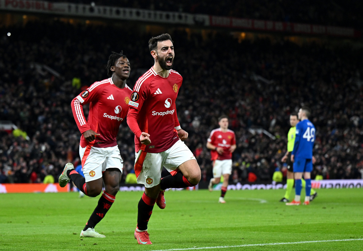 MANCHESTER, ENGLAND - JANUARY 23: During the UEFA Europa League 2024/25 League Stage MD7 match between Manchester United and Rangers FC at Old Trafford on January 23, 2025 in Manchester, England 