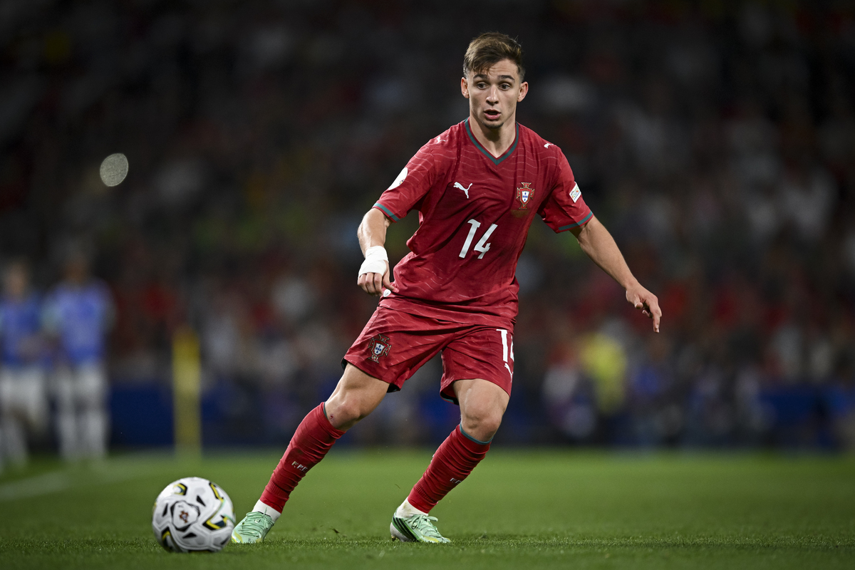 PORTO, PORTUGAL - OCTOBER 4: Francisco Conceição of Portugal in action during the UEFA Nations League 2026/27 group stage match between Portugal and Norway at Estadio do Dragão on October 4, 2026 in Porto, Portugal. (Photo by Octavio Passos/Getty Images)